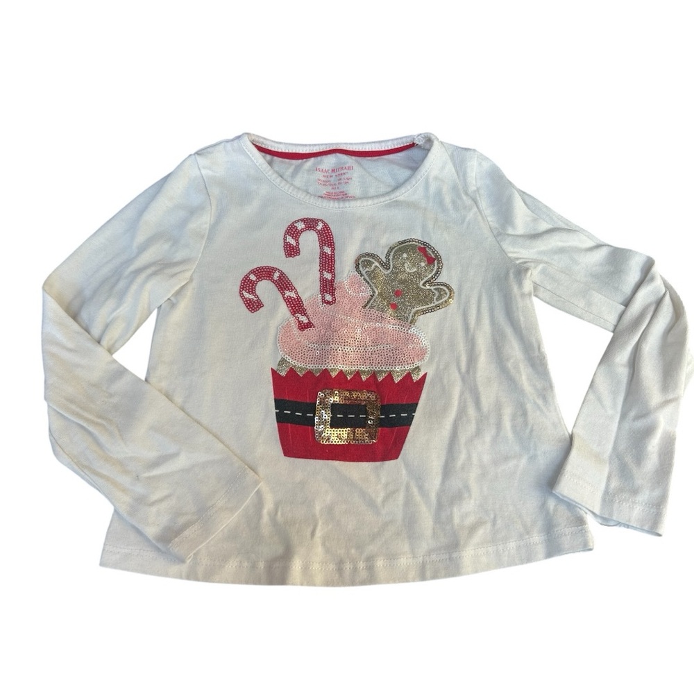 Isaac Mizrahi Red and White Long Sleeve Tee Festive Design